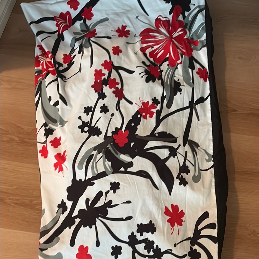 Japanese Weekend Red and Black Floral Duvet Cover
